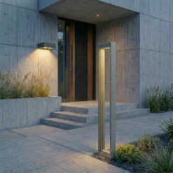Bolardo luminoso LED Lucande Ashkan, altura 80 cm, antracita, IP65