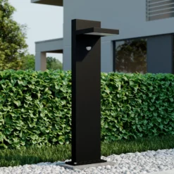 Bolardo luminoso LED Lucande Silvan, antracita, 65 cm, con sensor