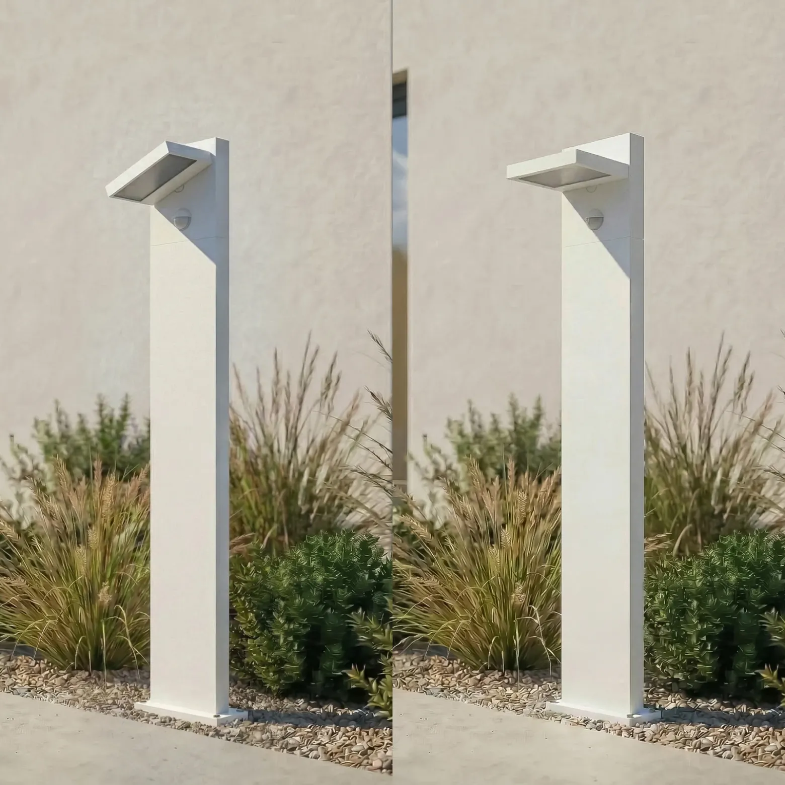 Bolardo luminoso LED Lucande Silvan, blanco, 100 cm, con sensor, IP54
