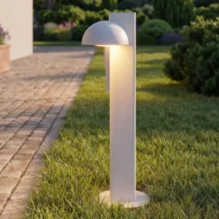Bolardo luminoso LED Lucande Velira, gris claro, 77 cm, 1 luz, IP44