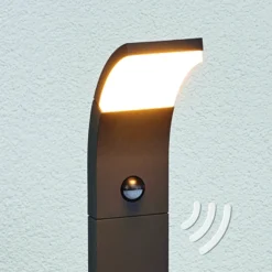 Bolardo luminoso LED Lucande Timm, sensor, 100 cm, antracita, IP54