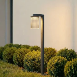 Bolardo luminoso LED Lucande Beelia, antracita, 90 cm, estriado