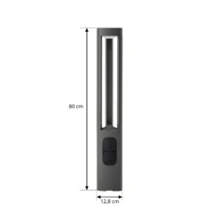 Bolardo luminoso LED Lucande Pirron, altura 80 cm, enchufe, IP54