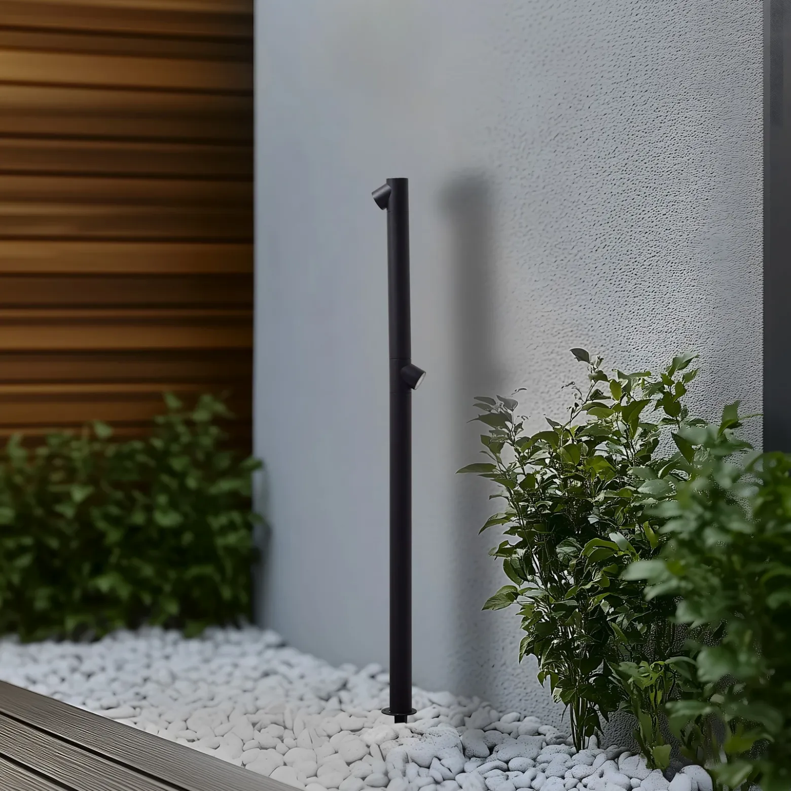 Bolardo luminoso LED Luzian de Lindby, altura 120 cm, negro, pica para fijar en