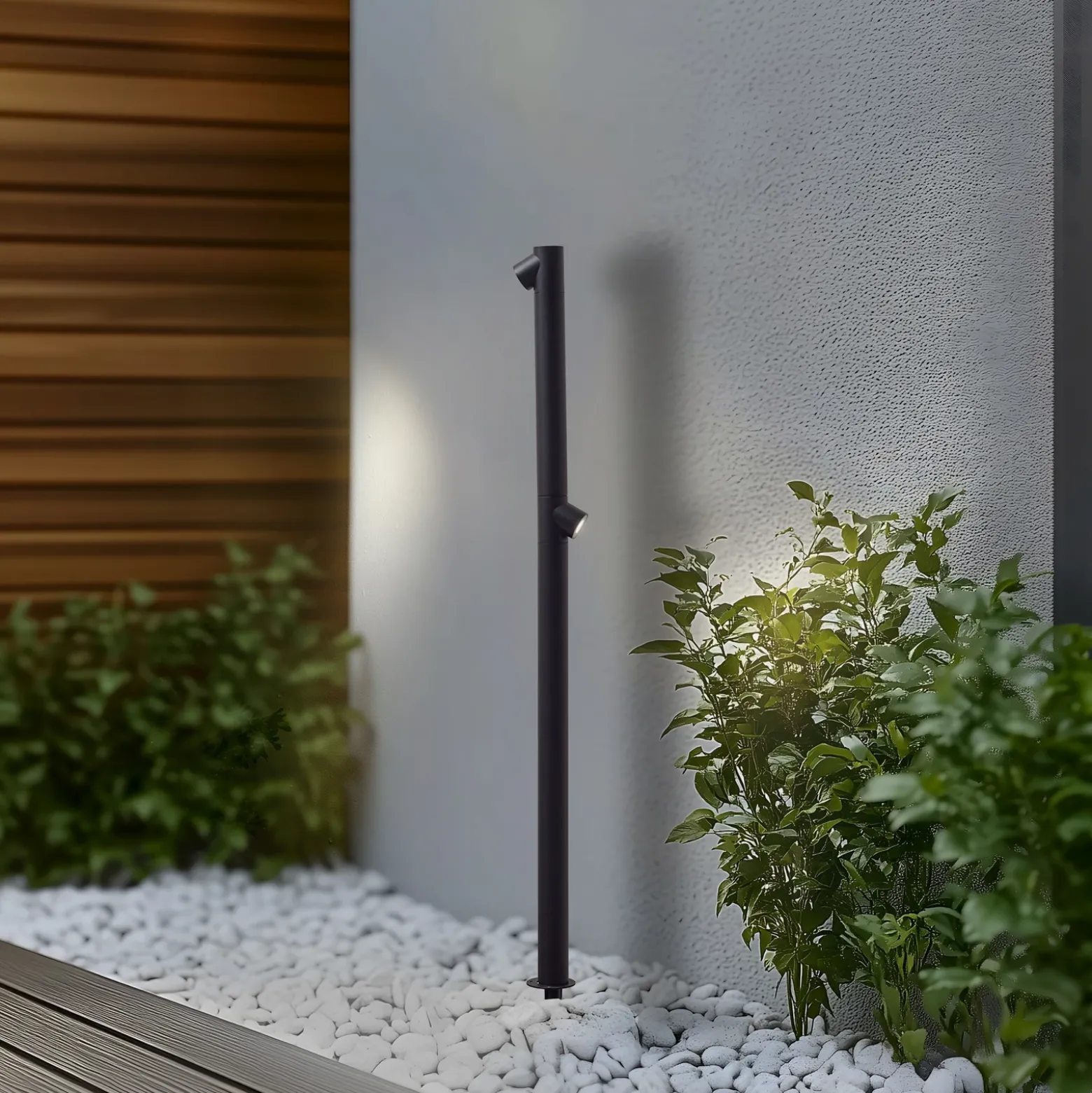 Bolardo luminoso LED Luzian de Lindby, altura 120 cm, negro, pica para fijar en