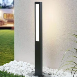 Bolardo luminoso LED Mhairi de Lucande, angular, antracita, 100 cm
