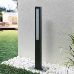 Bolardo luminoso LED Mhairi de Lucande, angular, antracita, 100 cm