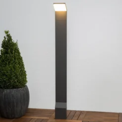 Bolardo luminoso LED Nevio de Lucande, antracita, metal, 100 cm