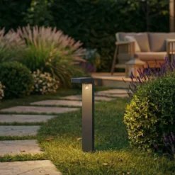 Bolardo luminoso LED Prios Aurino, negro, 75 cm, sensor