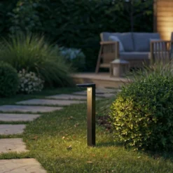 Bolardo luminoso LED PRIOS Tarlson, redondo, antracita, sensor