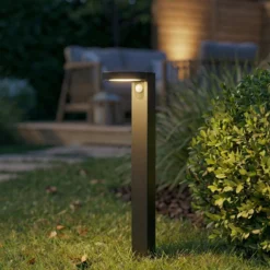 Bolardo luminoso LED PRIOS Tarlson, redondo, antracita, sensor
