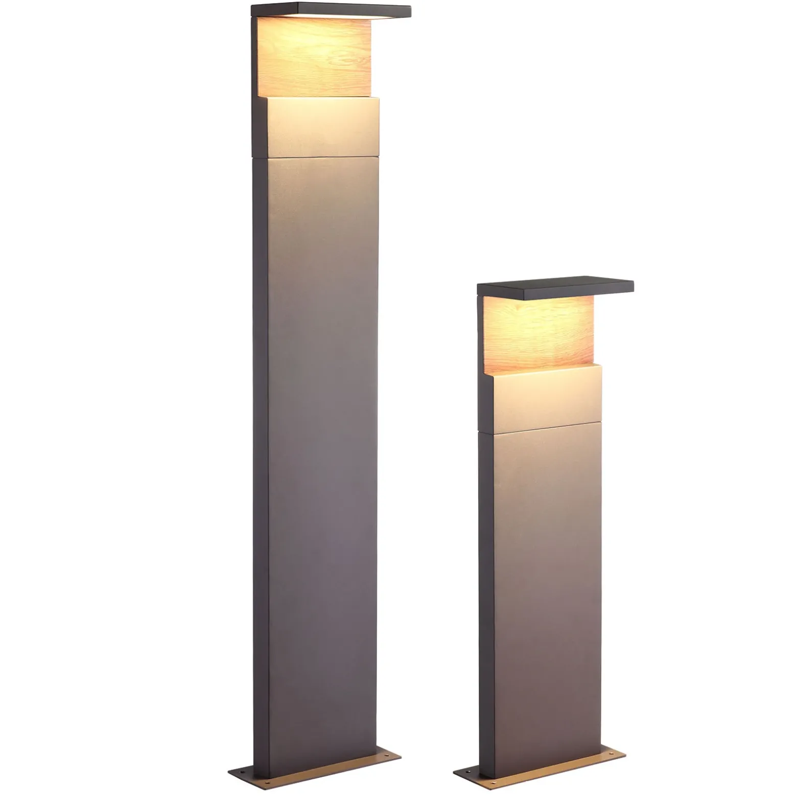 Bolardo luminoso LED Ruka con Element de madera, 100 cm