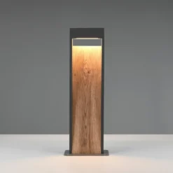 Bolardo luminoso LED SALMON, aspecto de madera, altura 60 cm, metal, IP44