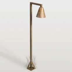 Bolardo luminoso LED Silva Disk, 80 x 19 cm, latón antiguo