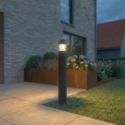 Bolardo luminoso LED Skagena de Lucande, antracita, altura 90 cm, IP54