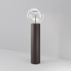 Bolardo luminoso LED Velora, marrón, altura 60 cm, metal/vidrio, IP65