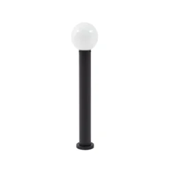 Bolardo luminoso Lindby Dangan, negro/blanco, altura 90 cm, cristal