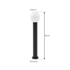 Bolardo luminoso Lindby Dangan, negro/blanco, altura 90 cm, cristal