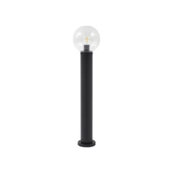 Bolardo luminoso Lindby Dangan, negro/transparente, altura 90 cm, cristal