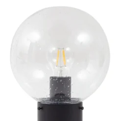 Bolardo luminoso Lindby Dangan, negro/transparente, altura 90 cm, cristal