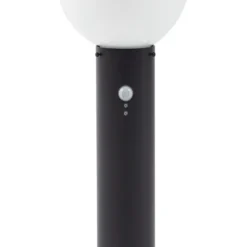 Bolardo luminoso Lindby Dangan, negro/blanco, 90 cm, cristal, sensor