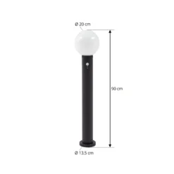 Bolardo luminoso Lindby Dangan, negro/blanco, 90 cm, cristal, sensor