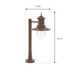 Bolardo luminoso Lindby Eloretta, óxido, 60 cm, acero, IP44, E27
