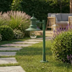 Bolardo luminoso Lindby Eloretta, verde, 60 cm, acero, IP44, E27