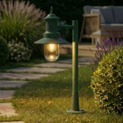 Bolardo luminoso Lindby Eloretta, verde, 60 cm, acero, IP44, E27