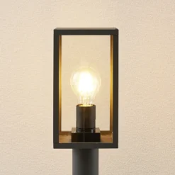 Bolardo luminoso Lindby Filimon, 80 cm, antracita, IP44, E27