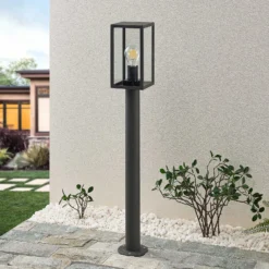 Bolardo luminoso Lindby Filimon, 80 cm, antracita, IP44, E27