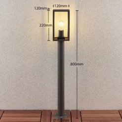 Bolardo luminoso Lindby Filimon, 80 cm, antracita, IP44, E27