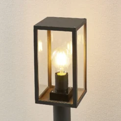Bolardo luminoso Lindby Filimon, 80 cm, antracita, IP44, E27