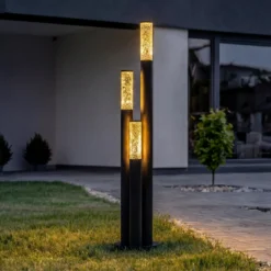 Bolardo luminoso Lindby Gavros, aluminio fundido a presión, 3 luces