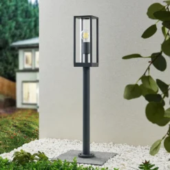 Bolardo luminoso Lindby Giavanna, 80 cm, antracita, IP44, E27