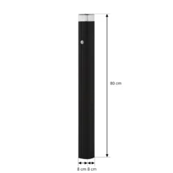 Bolardo luminoso Lindby Halvar, 80 cm, negro, IP65, GU10, sensor