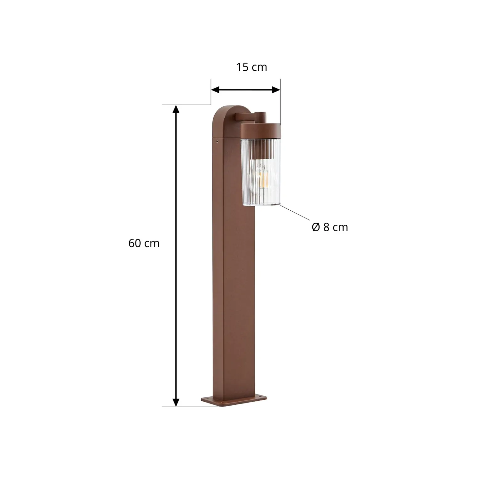 Bolardo luminoso Lindby Kaliro, óxido, 60 cm, E27, IP54