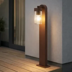 Bolardo luminoso Lindby Kaliro, óxido, 60 cm, E27, IP54