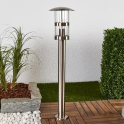 Bolardo luminoso Lindby Noemi, gris, acero inoxidable, 80 cm, IP44