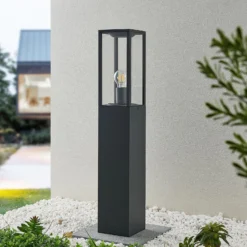 Bolardo luminoso Lindby Peldar, antracita/transparente, 80 cm