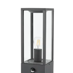 Bolardo luminoso Lindby Peldar, antracita/transparente, 80 cm, sensor
