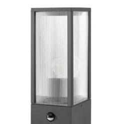 Bolardo luminoso Lindby Peldar, antracita/estriada, 80 cm, sensor