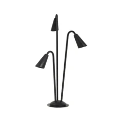 Bolardo luminoso Lindby Sorvete, negro, metal, 3 luces, 83 cm