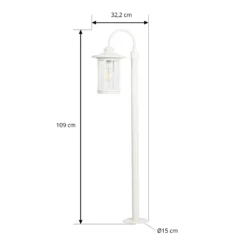 Bolardo luminoso Lindby Zayn, blanco, cristal, altura 109 cm, IP65