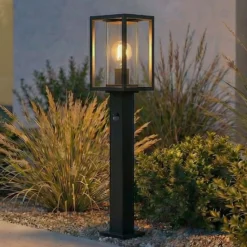 Bolardo luminoso Lucande Ferda, 60 cm, con sensor, antracita, IP44