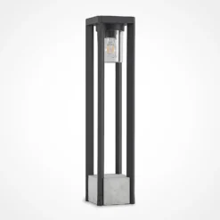 Bolardo luminoso Lucande Kalisa, E27, IP44, 70 cm, gris, metal
