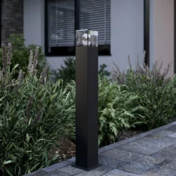 Bolardo luminoso Lucande Keke, altura 70 cm, antracita, aluminio