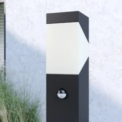 Bolardo luminoso Lucande Kiran, 100 cm, con sensor, gris, IP44, E27