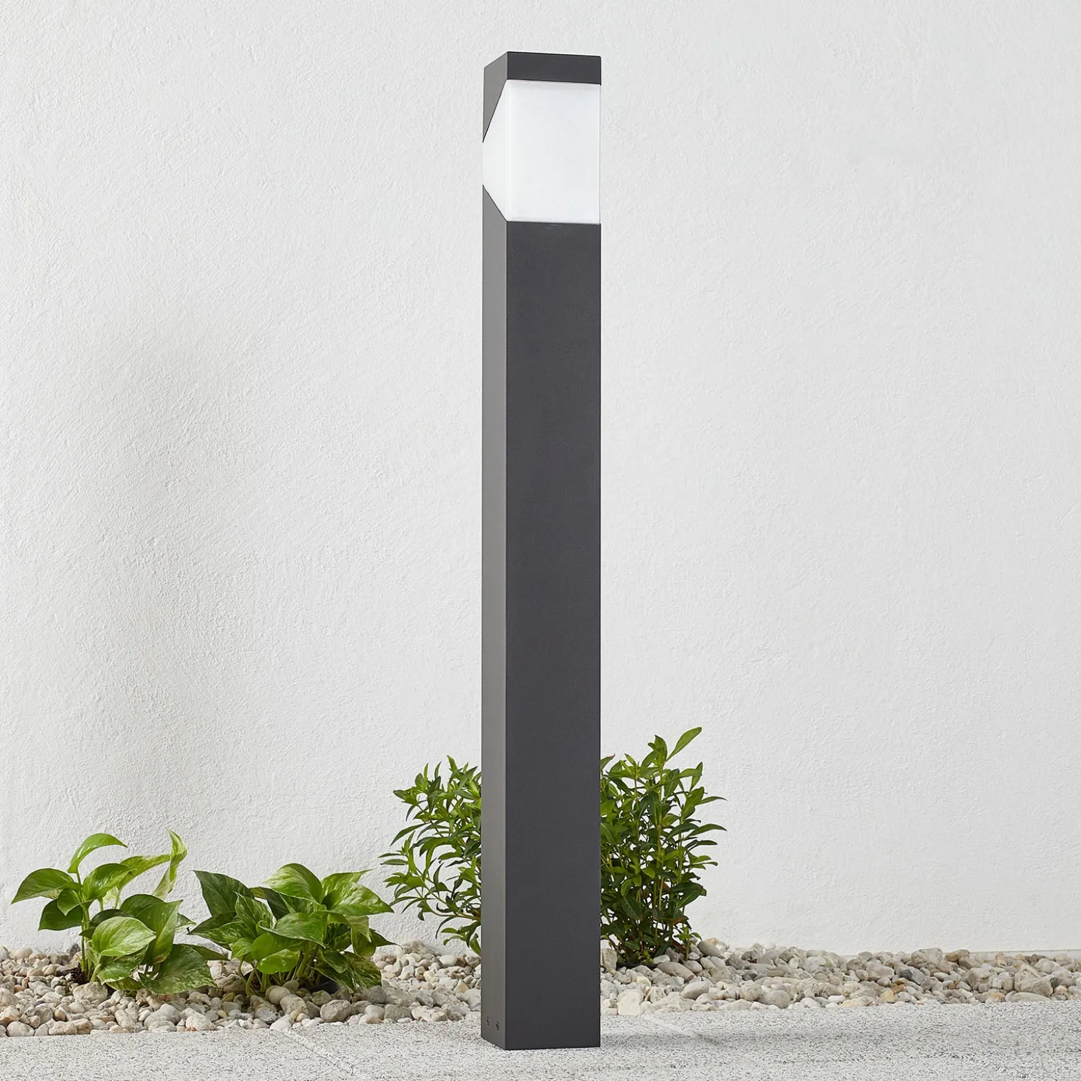 Bolardo luminoso Lucande Kiran, 100 cm, gris, metal, IP44, E27