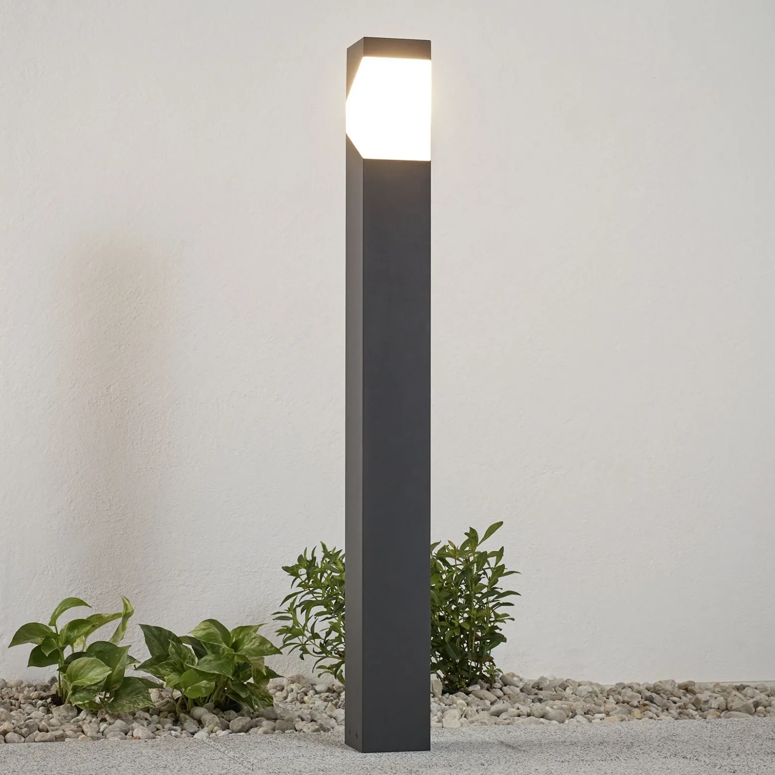 Bolardo luminoso Lucande Kiran, 100 cm, gris, metal, IP44, E27